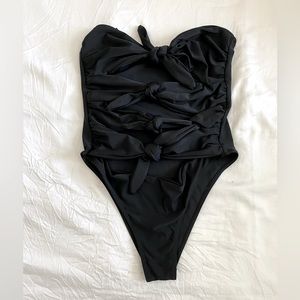 Strapless black swimsuit